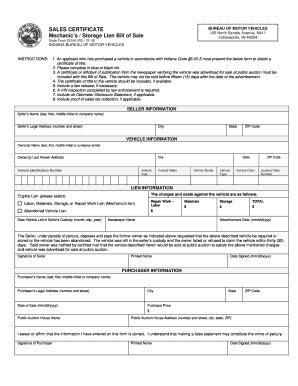Indiana Vehicle Bill Of Sale Form Templates - Fillable & Printable ...