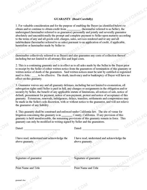 California Guaranty of Payment of Open Account | US Legal Forms