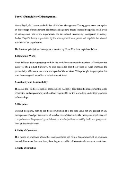 Fayol's principles of management - Fayol’s Principles of Management ...