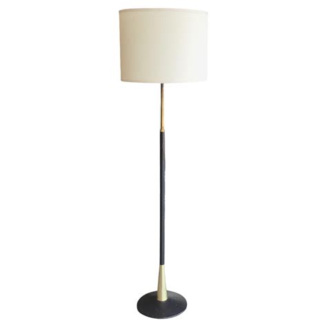 Mid Century Modern Floor Lamp in Black and Gold Metal For Sale at 1stDibs