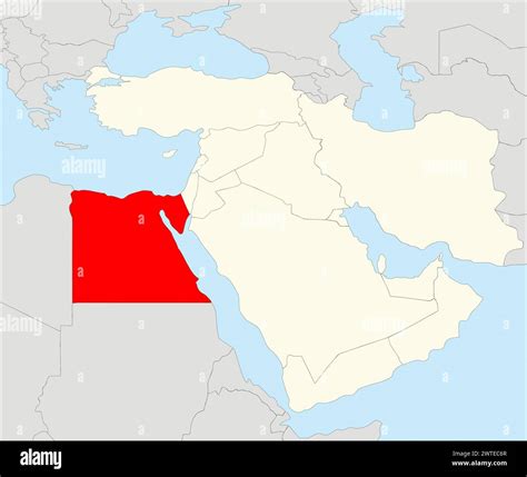 Red map of EGYPT inside highlighted beige map of the Middle East Stock Vector Image & Art - Alamy
