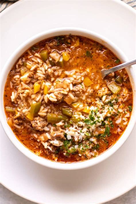 Italian Unstuffed Pepper Soup - Girl Gone Gourmet