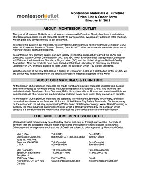Fillable Online Montessori Materials & Furniture Price List & Order ...