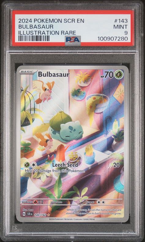 2024 Pokemon Scr En-stellar Crown 143 Bulbasaur Illustration Rare PSA 9 ...