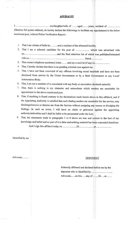 Notarized Affidavit Format for Appointment (Annexure-I) - Studocu