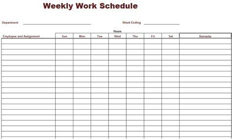 Print Weekly Work Schedule 的图像结果