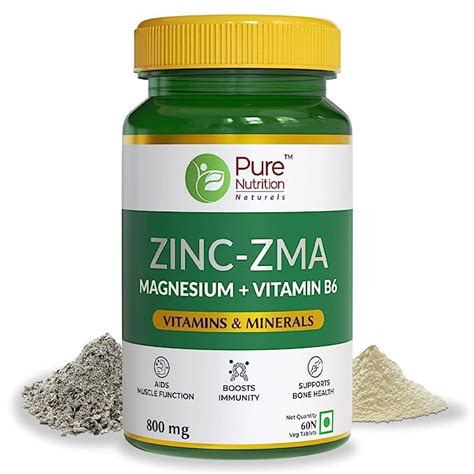 Pure Nutrition Naturals Zinc ZMA Supplement 800mg with Magnesium ...