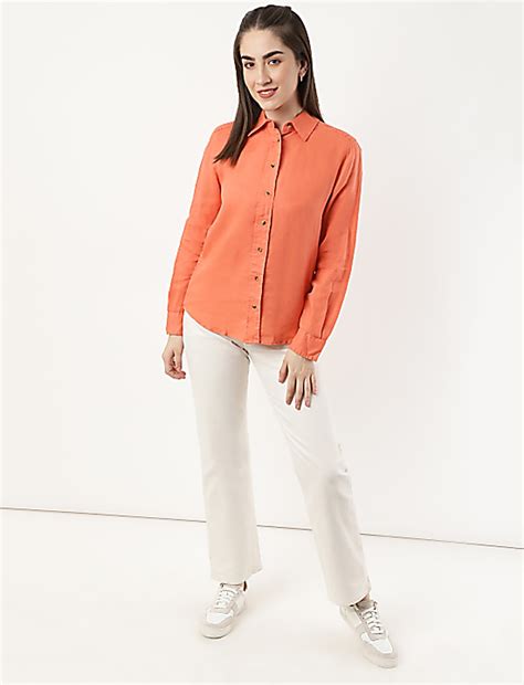 Buy Pure Linen Spread Collar Shirt at Marks & Spencer