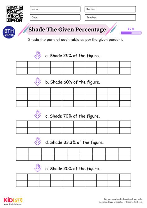 Percentage Worksheet for Grade 6 - Kidpid