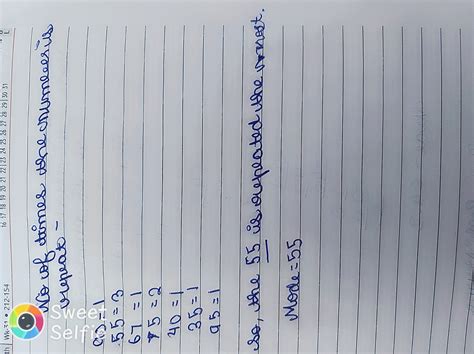 Find the mode of 90,55,67,55,75,75,40,35,55,95 - Brainly.in