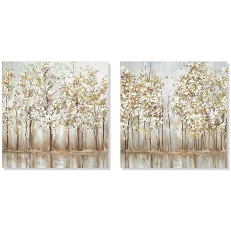 Tela DKD Home Decor Alberi Tradizionale (2 Unità) (90 x 2 x 90 cm ...