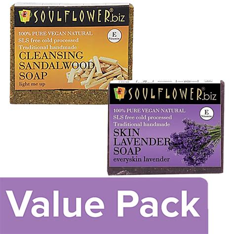 Buy Soulflower Cleansing Sandalwood Soap + Lavender Soap each of 150g ...