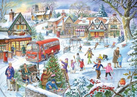 The House Of Puzzles - 1000 PIECE JIGSAW PUZZLE - Winter Green | Christmas scenes, Christmas ...