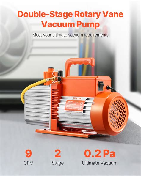 VEVOR Vacuum Pump, 533 L/min(9 CFM), HVAC 2 Stage Rotary Vane Vacuum Pump, for R134a R22 R410a ...