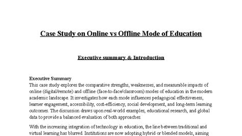 Case Study: Online vs Offline Education Modes (EDU 101) - Studocu