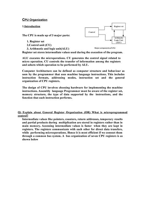 CPU Organization in Computer Architecture for BCA course - C PU ...