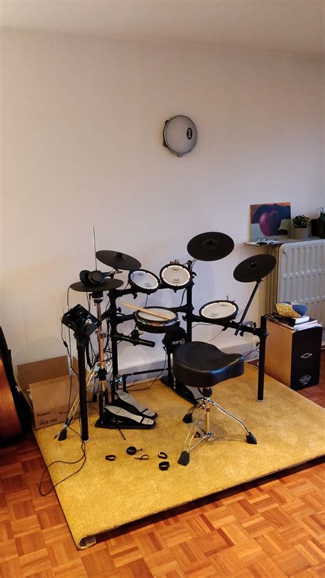 Update - my kit with 100% more crash cymbals, a proper drum throne, and ...