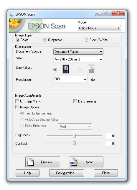 Using Epson Scan 的图像结果