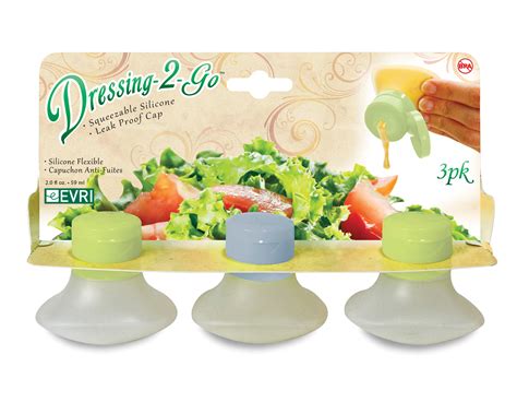 Dressing-2-Go 3-PACK Portable Squeezable Leak Proof 2oz Salad Dressing ...