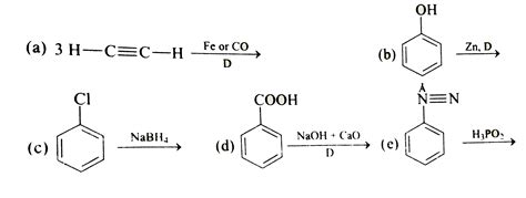 Identify number of reaction that can gives benzene as major product
