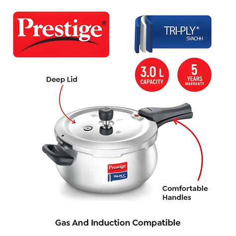 Prestige Svachh Tri-Ply Handi Pressure Cooker 3 L – Chera Home Junction