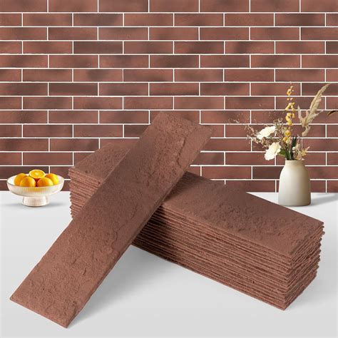 Amazon.com: Zoeteoz 17 Pcs Vintage Red Faux Brick Dimensional 3D Wall ...