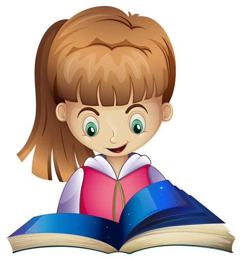 Happy girl reading book 368709 Vector Art at Vecteezy