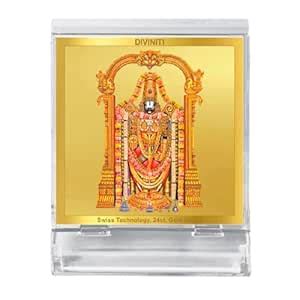 DIVINITI 24K Gold Plated Foil Tirupati Balaji Photo Frame for Car ...