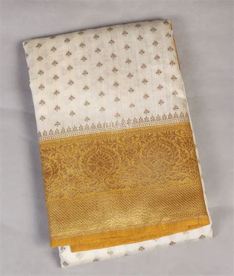 Buy Off - White Banaras Tussar Saree T574315