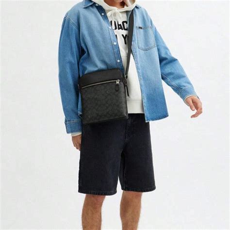 Coach Houston Flight Bag In Signature Embossed Leather Men's Shoulder ...