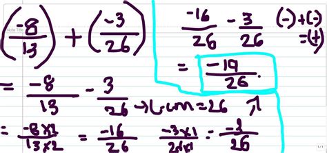simlify (-8/13)+(-3/26) - Brainly.in