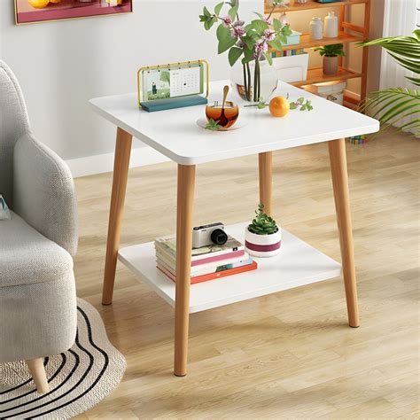 Modern Manufactured Wood 4 Legs Square Side End Table for Living Room ...
