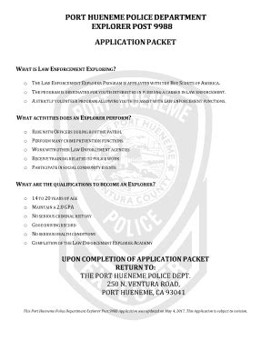 Fillable Online port hueneme police department explorer post 9988 ...