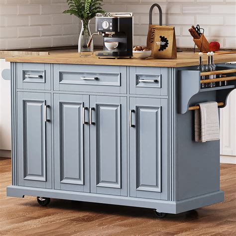 Lark Manor 54-inch Large Kitchen Island with Rubber Wood Drop Leaf ...