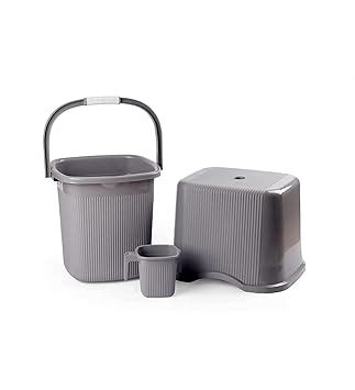 Nayasa Rimmy Strong Plastic Bucket, Mug and Stool Set (3pc Set ...