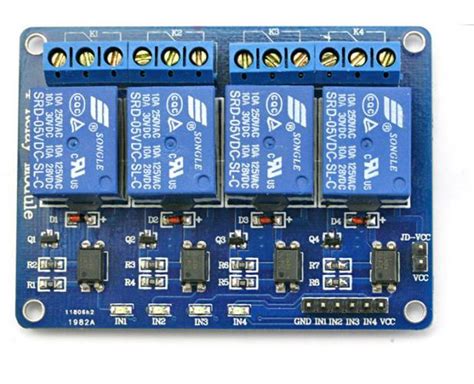 Image result for Modul Relay 4 Channel Relay Module 4CH Package Proteus