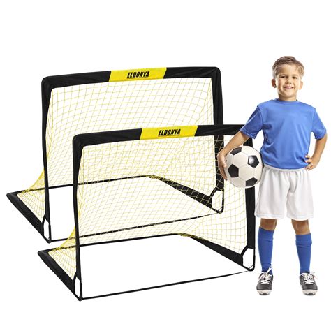 ELDONYA 2-Pack 4'x3' Soccer Goals, Portable Pop Up Nets for Backyard ...