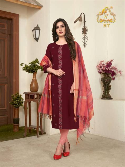 Rt Naari 11 Embroidery Work Kurti With Duaptta Collection