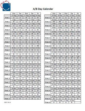 AACPS 2017-2018 HS A/B Day Calendar MS A/B/C Day Calendar | Day ...