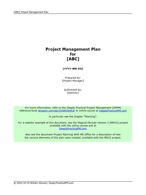 Project Management Plan - Template | PDF | Project Management | Quality Assurance