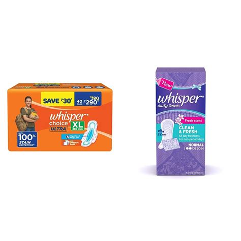 Buy Whisper Choice Sanitary Pads with Wings for Women, XL, 40s Napkins ...