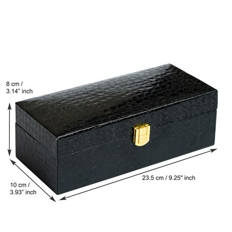 Black Rexine Watch Organizer Box with 4 Inner Cushions - eCraftIndia Online