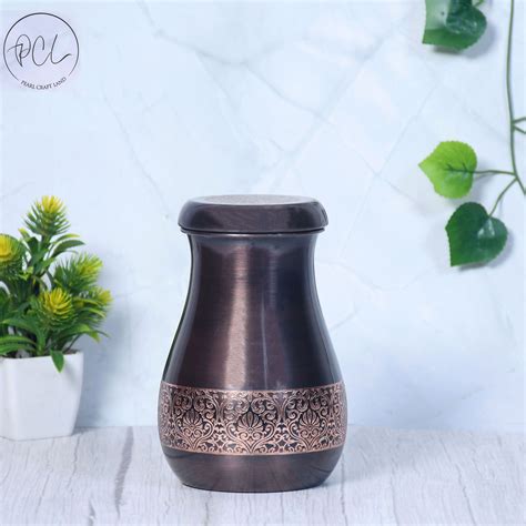 Pure Copper Bedside Jar Rajasthani Rajwadi Antique Etching Jar/Pot Cap ...