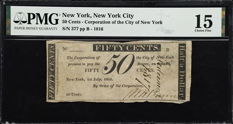 New York City, New York. Corporation of the City of New York. 1816 50 ...