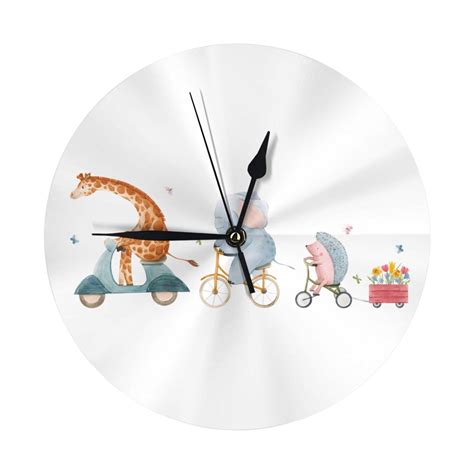 Wall Clock, Animals in Transport Wall Clocks Battery Operated Silent Kitchen Office Wall Clock ...