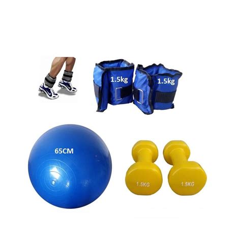 Set 1.5kg bučice, tegovi za noge 1.5kg i pilates lopta 65cm - eKupovina.com