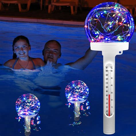 Amazon.com: KingSom Floating Pool Thermometer,LED Colored Solar Pool ...