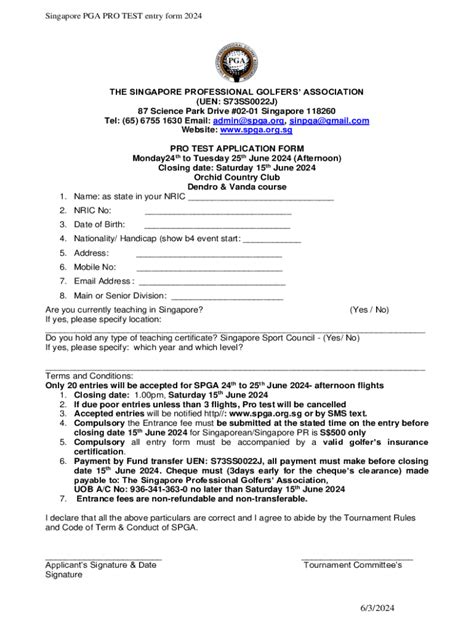 Fillable Online Singapore Pga Pro Test 2024 Fax Email Print - pdfFiller