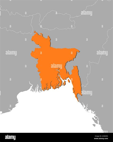 Bangladesh highlighted in map hi-res stock photography and images - Alamy