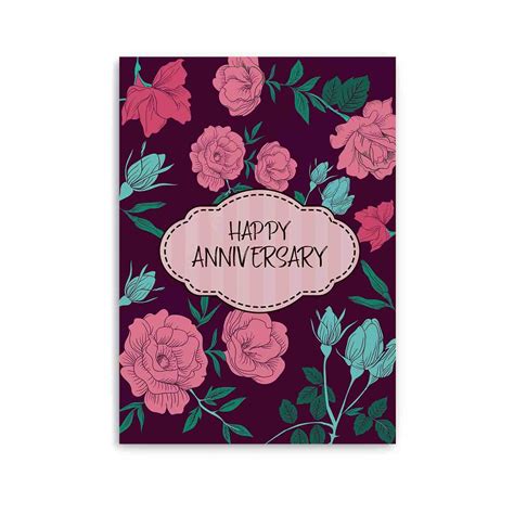 The Tender Curve Anniversary Floral Purple Greeting Cards, 10.5x14.7 Cm ...